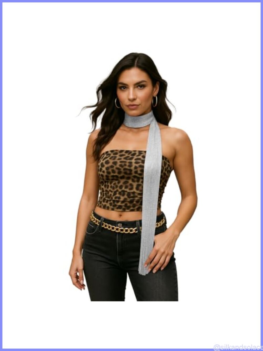 Y2K Sequin Skinny Scarf Lightweight Rave Festival Belt Head Wrap